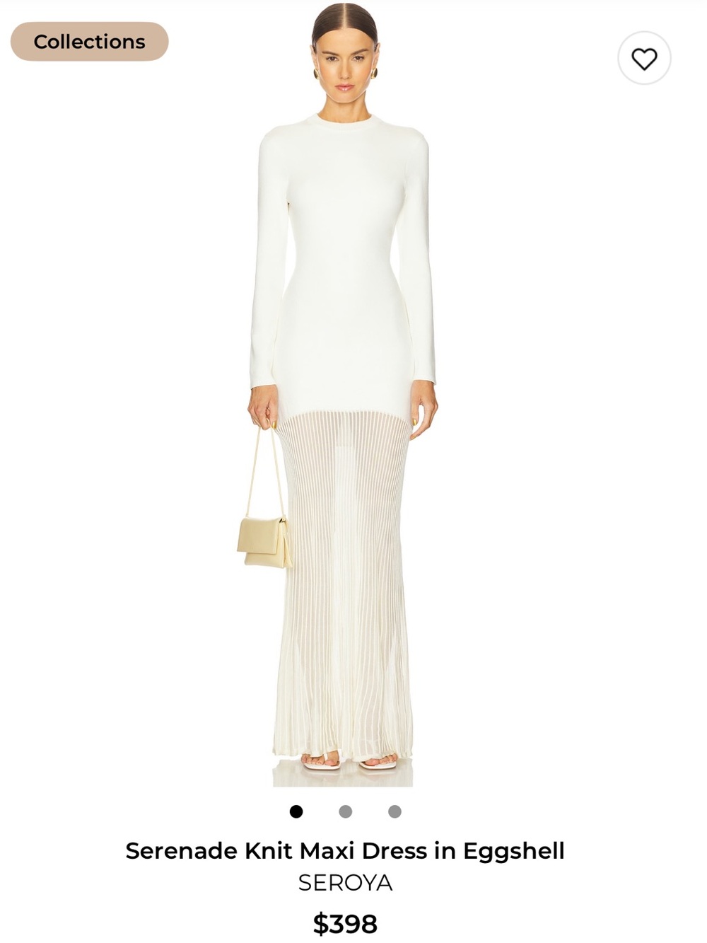 SER.O.YA Serenade Knit Maxi Dress in Eggshell White - dry cleaned. New